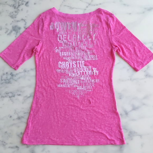 Express Cotton Blended V-Neck Half Sleeve Tee with silver words on the back. - Picture 4 of 4